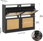 Rattan Slim Shoe Storage Cabinet with 4 Flip