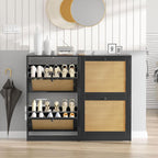 Rattan Slim Shoe Storage Cabinet with 4 Flip