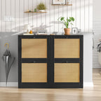 Rattan Slim Shoe Storage Cabinet with 4 Flip