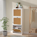 Rattan Slim Shoe Storage Cabinet with 4 Flip