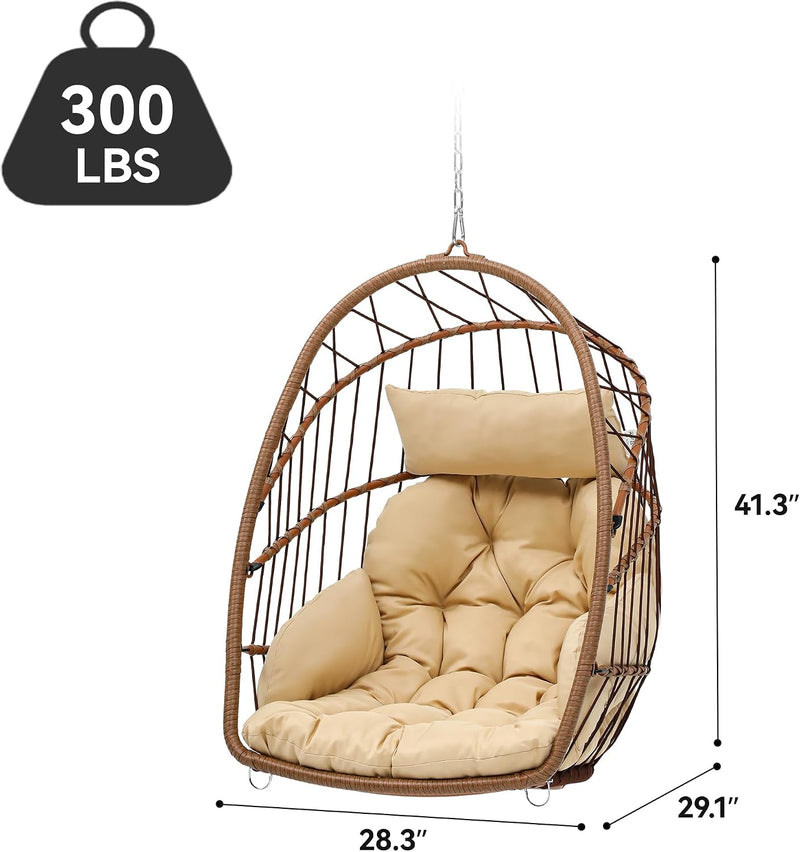 Rattan Swing Chair Hanging Cushioned Egg in Ft