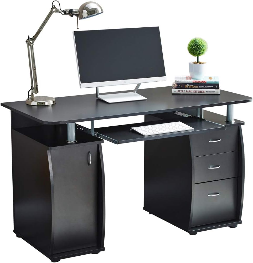 Deluxe Design Computer Desk with Cabinet and 3