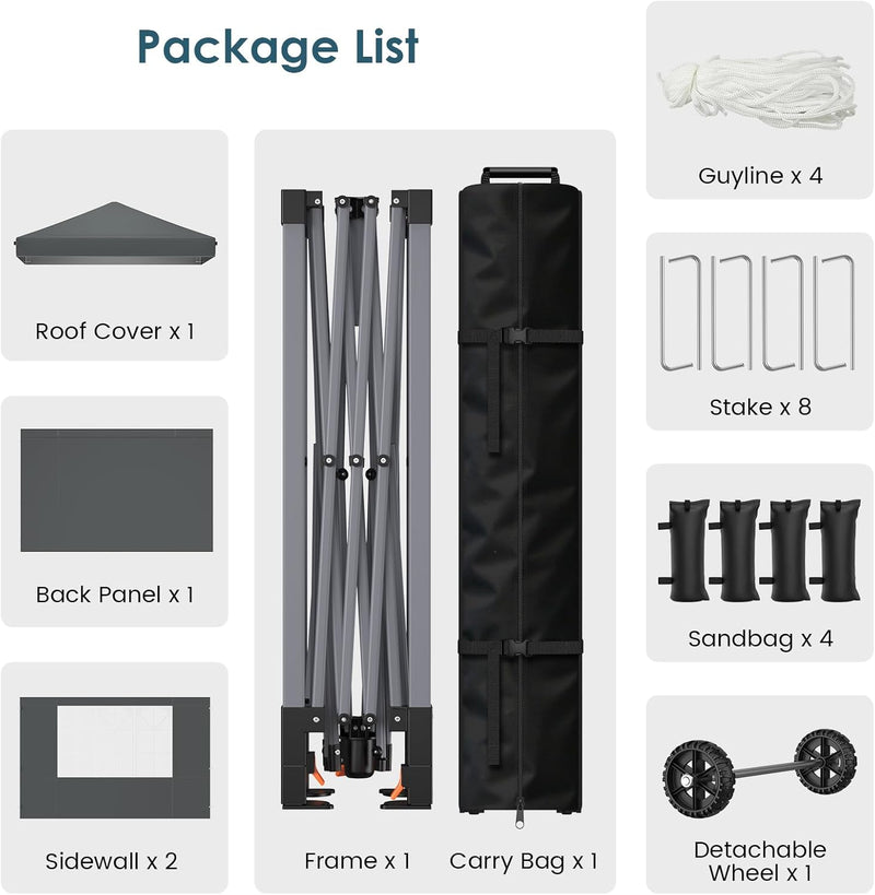 Pop Up Canopy Tent for 10 Person Coated