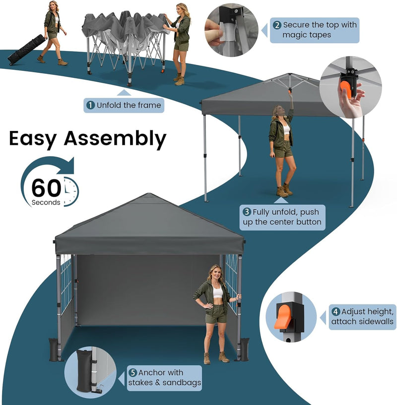 Pop Up Canopy Tent for 10 Person Coated