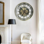 Real Moving Gears Wall Clock Large Modern Metal