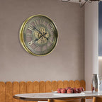 Real Moving Gears Wall Clock Large Modern Metal