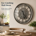 Real Moving Gears Wall Clock Large Modern Metal