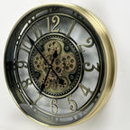 Real Moving Gears Wall Clock Large Modern Metal