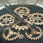 Real Moving Gears Wall Clock Large Modern Metal