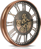 Real Moving Gears Wall Clock Large Modern Metal