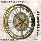 Real Moving Gears Wall Clock Large Modern Metal