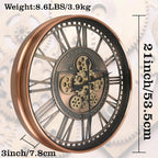 Real Moving Gears Wall Clock Large Modern Metal