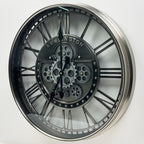 Real Moving Gears Wall Clock Large Modern Metal