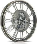 Real Moving Gears Wall Clock Large Modern Metal