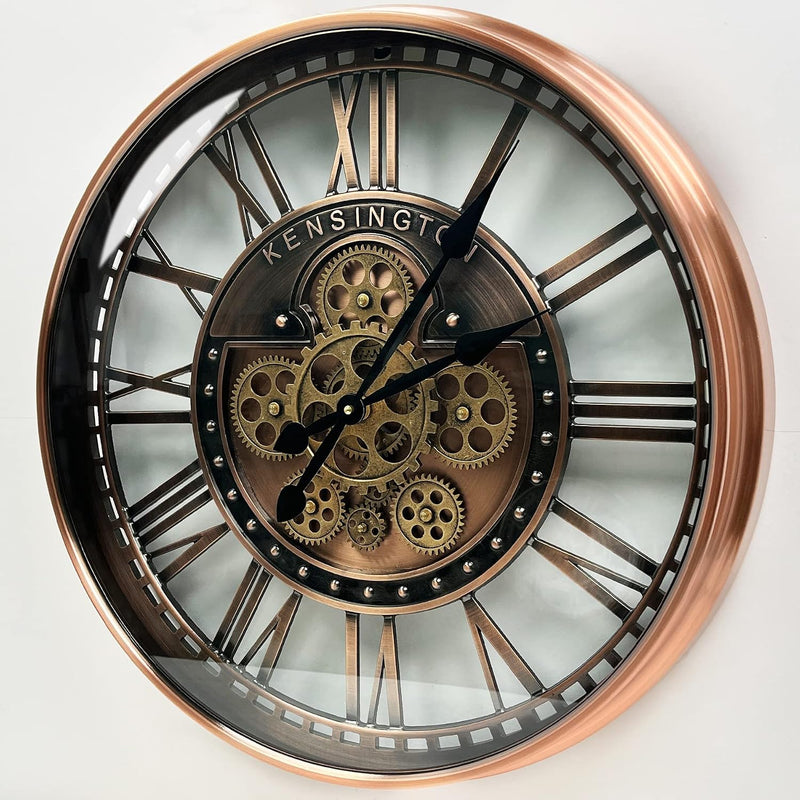 Real Moving Gears Wall Clock Large Modern Metal