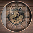 Real Moving Gears Wall Clock Large Modern Metal
