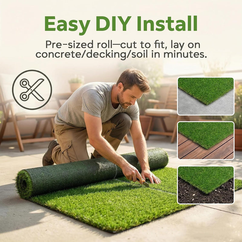Realistic Artificial Grass Roll 1m X 4m 25MM