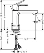 Rebris E Basin Mixer Tap 110 Energy-Saving Without