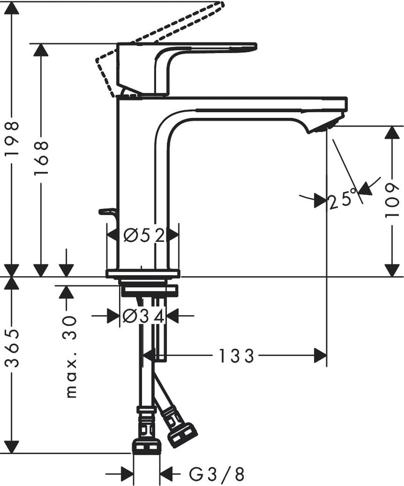 Rebris E Basin Mixer Tap 110 Energy-Saving Without