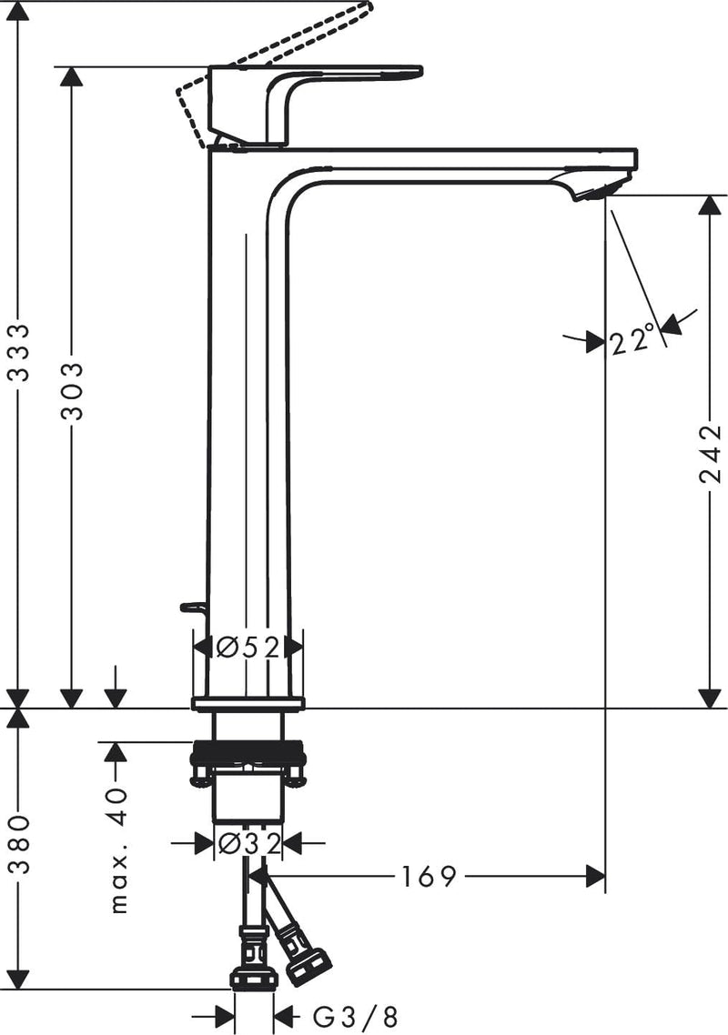 Rebris S Basin Mixer Tap 80 Energy-Saving Without