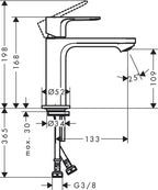 Rebris S Basin Mixer Tap 80 Energy-Saving Without