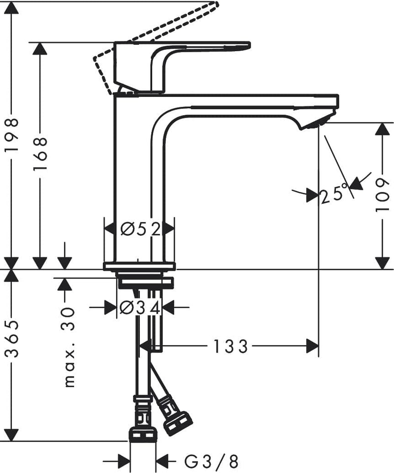 Rebris S Basin Mixer Tap 80 Energy-Saving Without