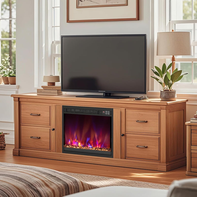 Recessed Electric Fireplace Insert Fire Heater with Flame