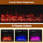 Recessed Electric Fireplace Insert Fire Heater with Flame