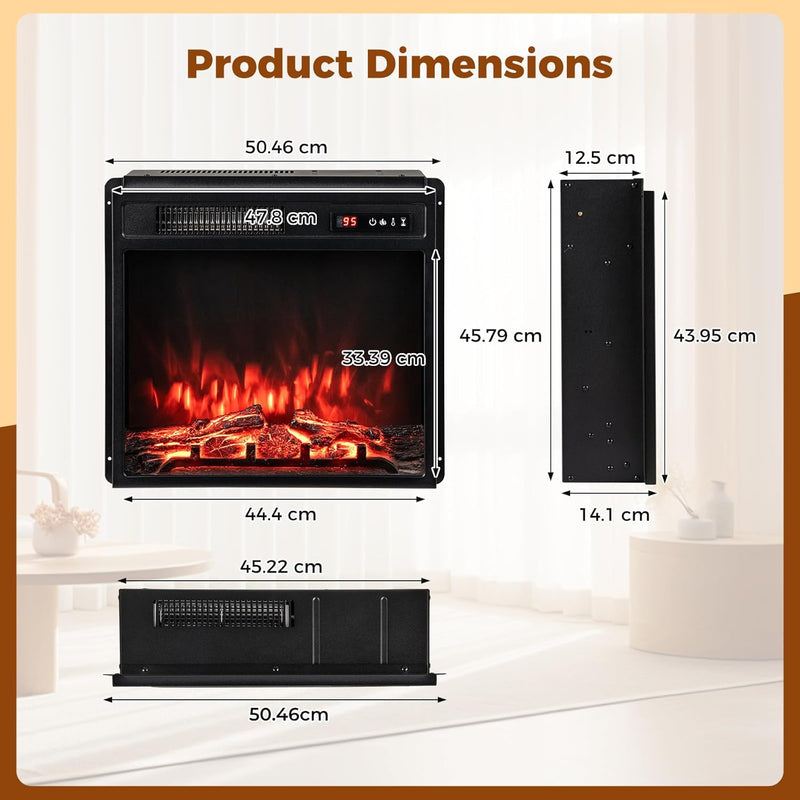 Recessed Electric Fireplace Insert Fire Heater with Flame