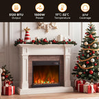 Recessed Electric Fireplace Insert Fire Heater with Flame