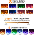 Recessed Electric Fireplace Insert Fire Heater with Flame