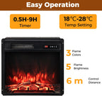 Recessed Electric Fireplace Insert Fire Heater with Flame