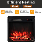 Recessed Electric Fireplace Insert Fire Heater with Flame