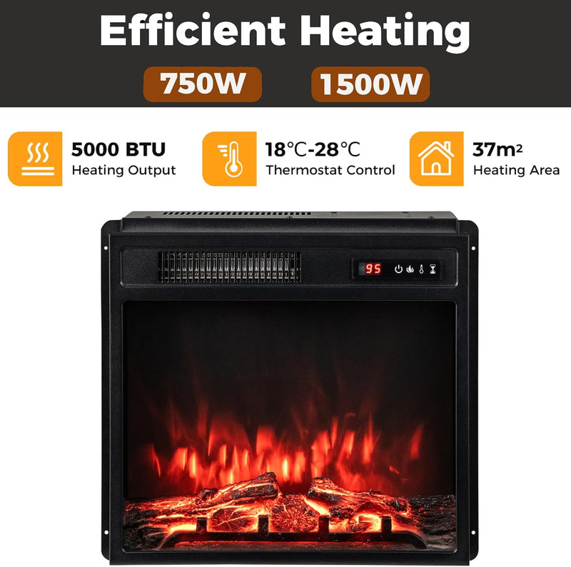 Recessed Electric Fireplace Insert Fire Heater with Flame