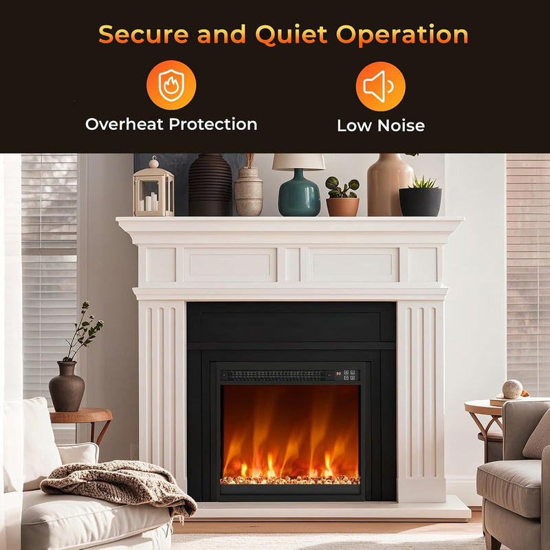 Recessed Electric Fireplace Insert Fire Heater with Flame