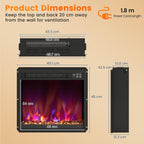 Recessed Electric Fireplace Insert Fire Heater with Flame