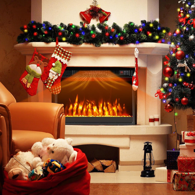 Recessed Electric Fireplace Insert Fire Heater with Flame