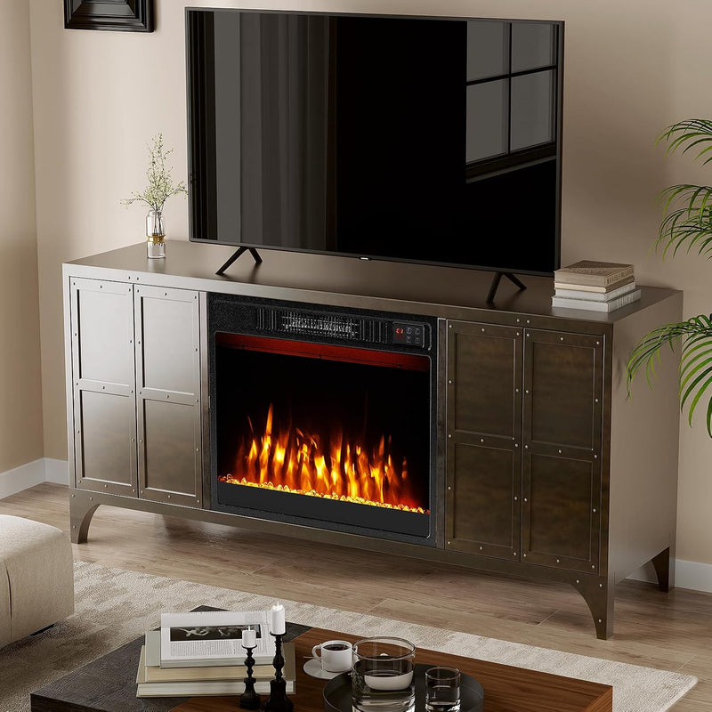 Recessed Electric Fireplace Insert Fire Heater with Flame