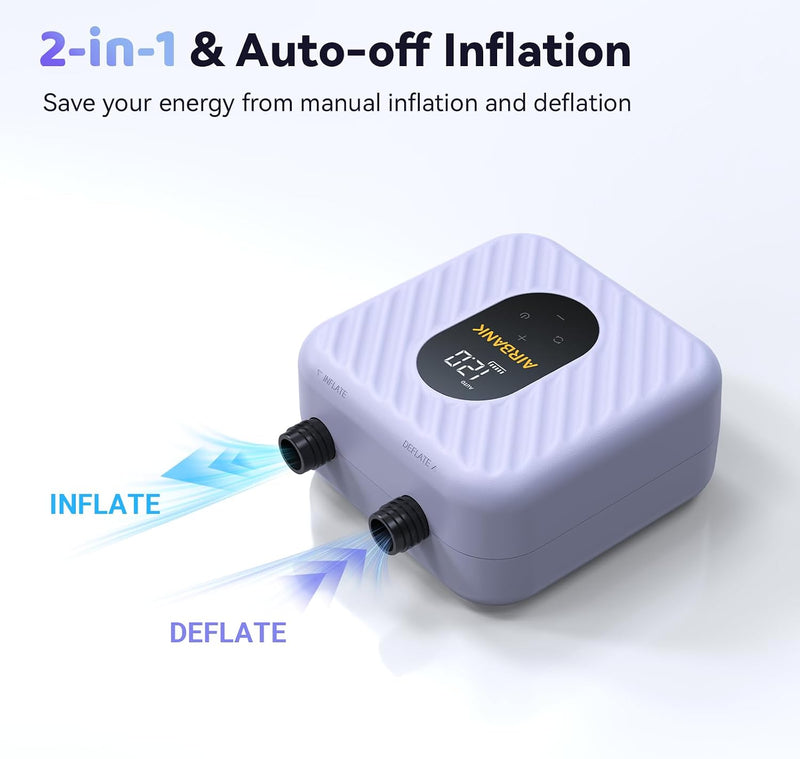 Rechargeable Paddle Board Pump 38.5WH 7 Nozzles Auto-Off