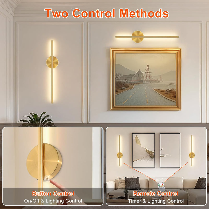 Wall Lights Rechargeable No Drilling Wireless Sconces (Set of 2)