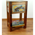 Reclaimed Boat Wood Bedside Table Handmade Chest Colourful