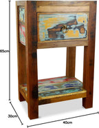 Reclaimed Boat Wood Bedside Table Handmade Chest Colourful