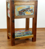 Reclaimed Boat Wood Bedside Table Handmade Chest Colourful