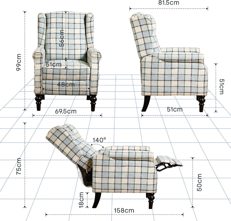 Recliner Chair Armchair Adjustable Single Sofa for Relaxing