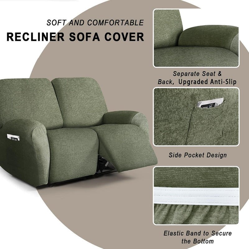 Recliner Chair Covers Stretch Couch Slipcovers Furniture (6 Piece)