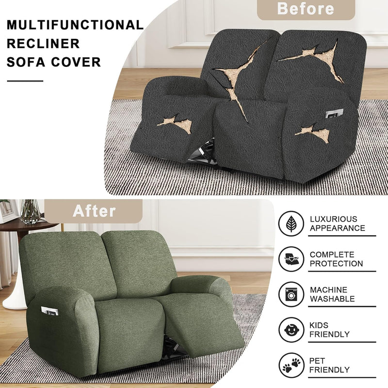 Recliner Chair Covers Stretch Couch Slipcovers Furniture (6 Piece)