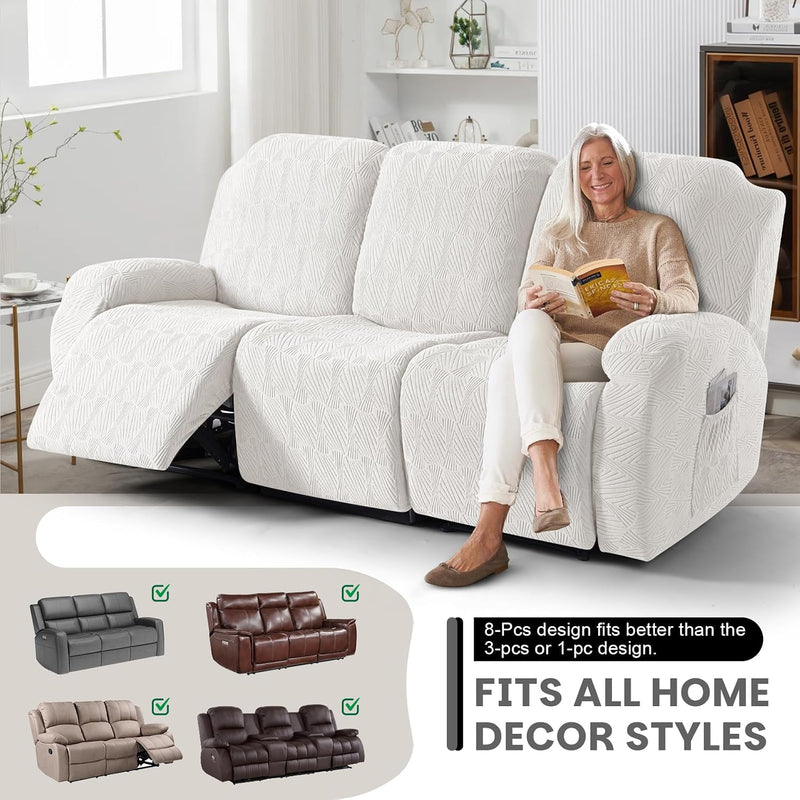 Recliner Couch Coversr 8-Pieces Slipcover Porcelain