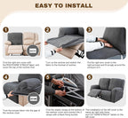 Recliner Loveseat Cover 4 Pieces Waterproof Stretch Sofa