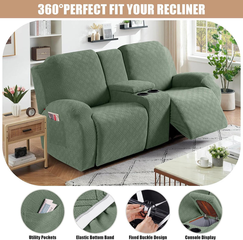 Recliner Loveseat Cover with Middle Console Stretch Reclining