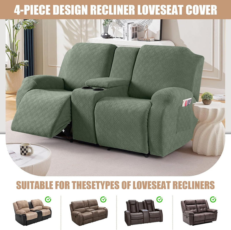 Recliner Loveseat Cover with Middle Console Stretch Reclining